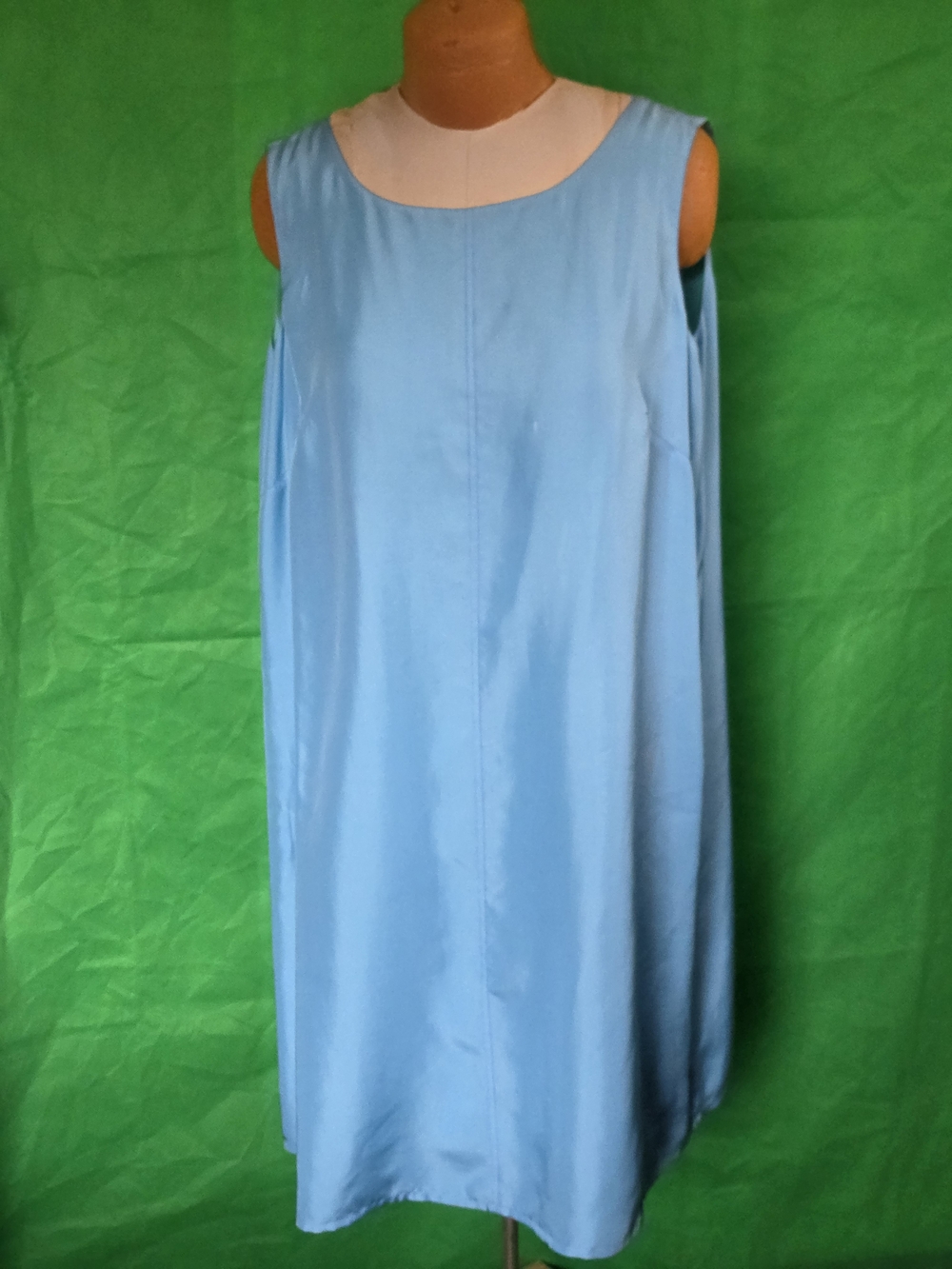 100% Silk Liz Claiborne ELISABETH  Reversible Blue Sleeveless Dress Size 18